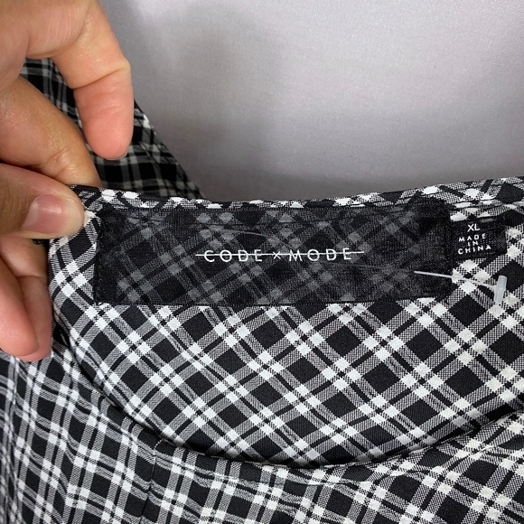 CODE X MODE Sleeveless Ruched Button Front Mini Dress in Gingham Plaid S… - Picture 7 of 9